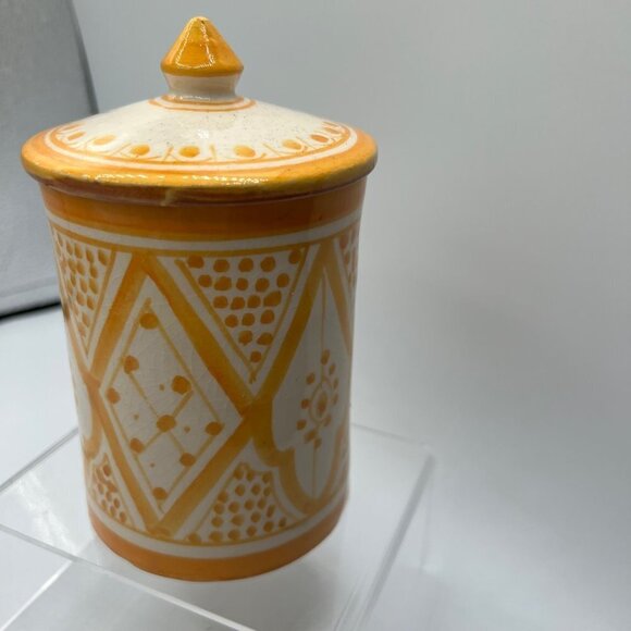 Ahamed Serghini Safi Hand Painted Ceramic Pottery Yellow - Picture 4 of 10